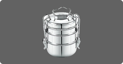 STEEL TIFFIN ONE PERSON 4 DABBA SET